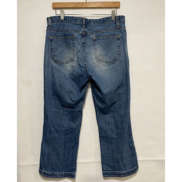 Gap Women's Sz 33 Cropped Boot Cut Stretch Mid Rise Jeans Rounded Split Hem - Picture 4 of 9